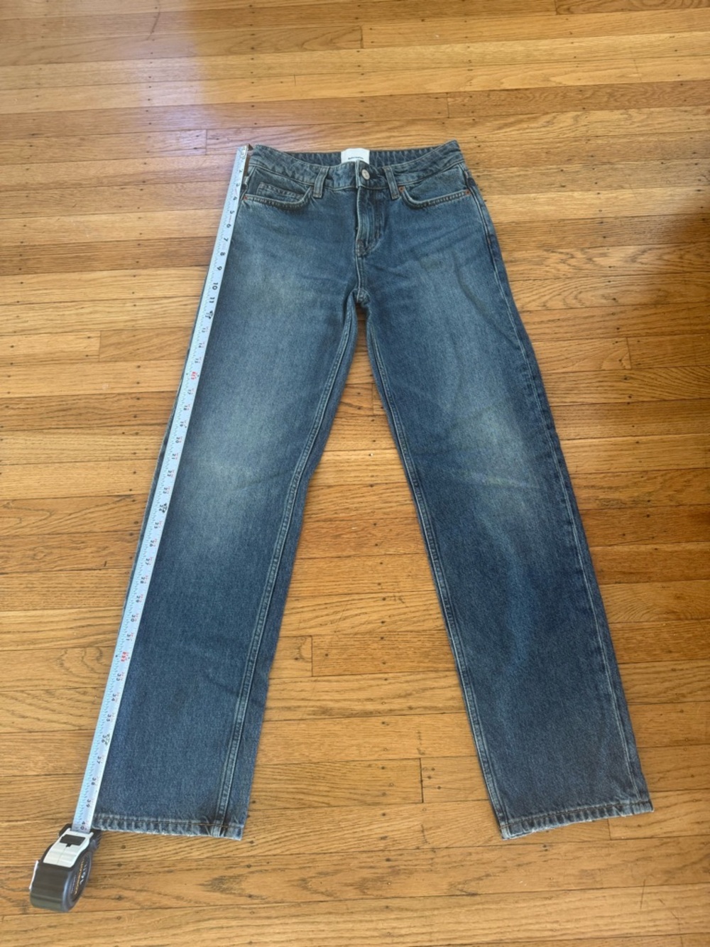 Reformation women’s low rise Charley Straight-Leg Washed Blue Jeans